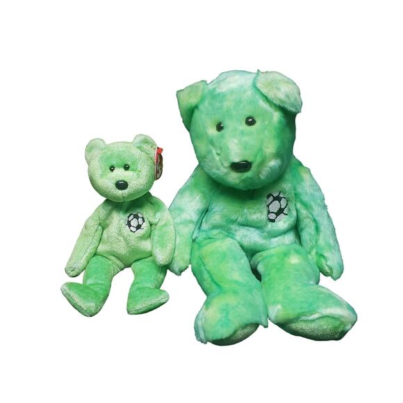 TY Beanie Original Baby Kicks Including Large Plush & Mini Version Soccer Plush - Picture 1 of 7